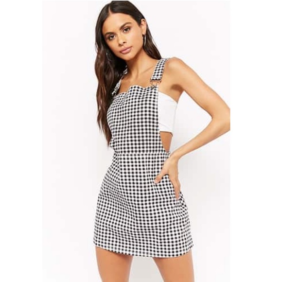 gingham overall skirt